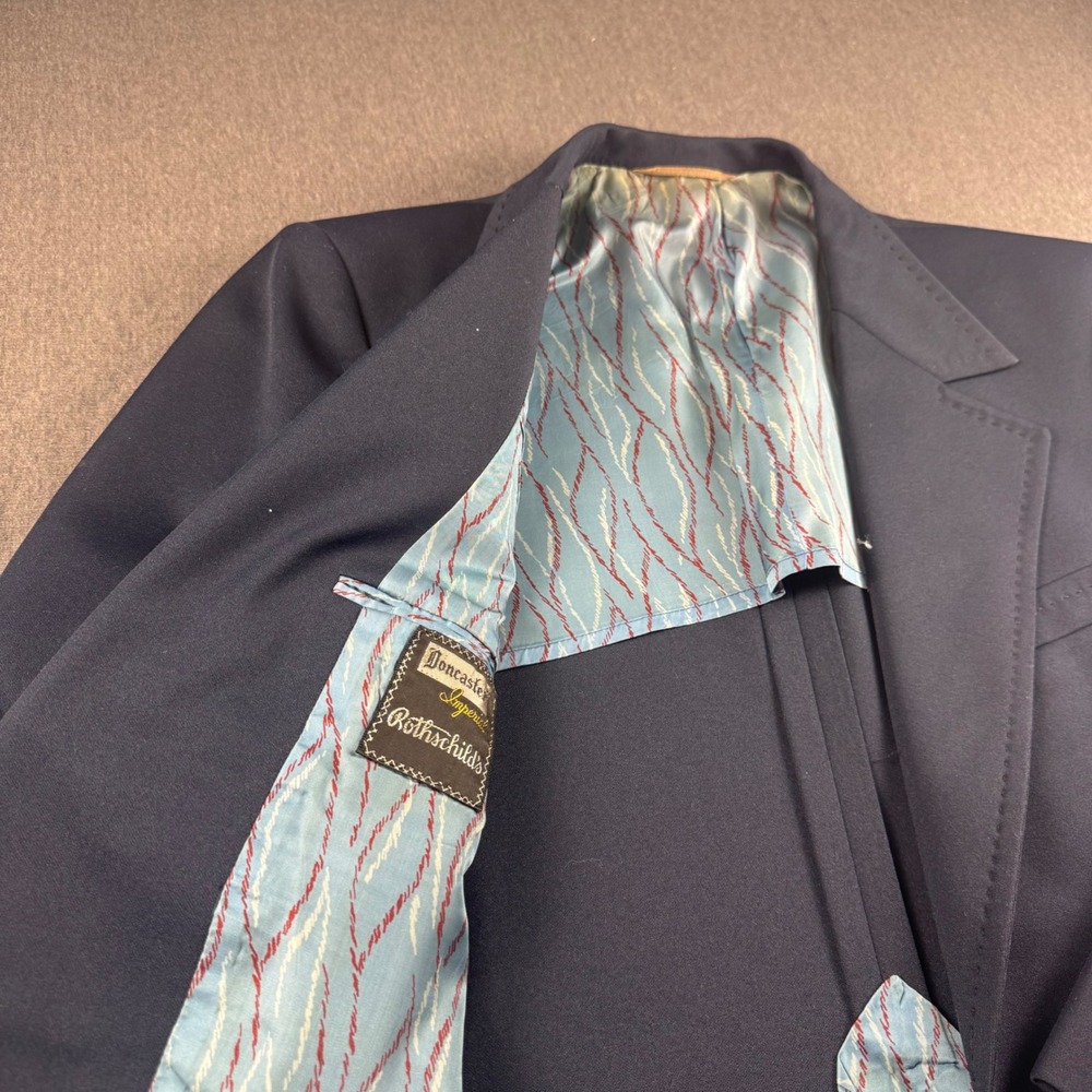 Vintage 1973 Doncaster Imperial Rothschilds Navy Blue Blazer Sport Coat Mens 40R